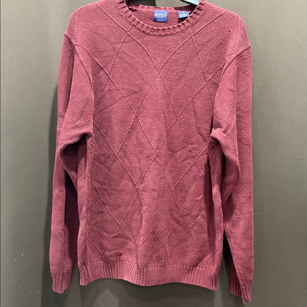 Arrow Men's Maroon Crewneck Sweater, Size Large